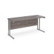 Maestro 25 straight desk 1600mm x 600mm - silver cantilever leg frame, grey oak top