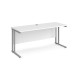 Maestro 25 straight desk 1600mm x 600mm - silver cantilever leg frame, white top