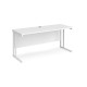 Maestro 25 straight desk 1600mm x 600mm - white cantilever leg frame, white top
