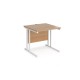 Maestro 25 straight desk 800mm x 800mm - white cantilever leg frame, beech top