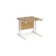 Maestro 25 straight desk 800mm x 800mm - white cantilever leg frame, oak top