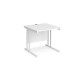 Maestro 25 straight desk 800mm x 800mm - white cantilever leg frame, white top