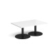 Monza rectangular coffee table with flat round black bases 1200mm x 800mm - white