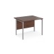 Maestro 25 straight desk 1000mm x 800mm - silver H-frame leg, walnut top