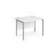 Maestro 25 straight desk 1000mm x 800mm - silver H-frame leg, white top