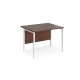 Maestro 25 straight desk 1000mm x 800mm - white H-frame leg, walnut top