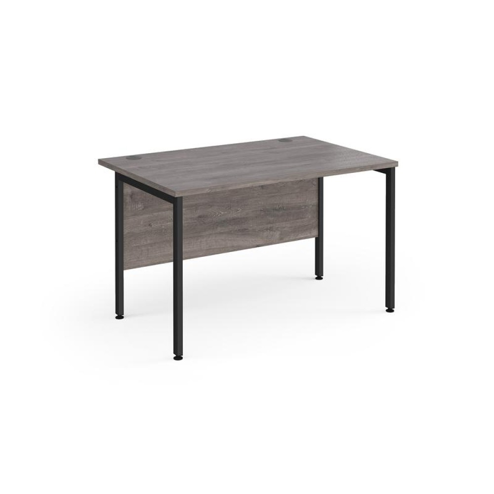 Maestro 25 straight desk 1200mm x 800mm - black H-frame leg, grey oak top