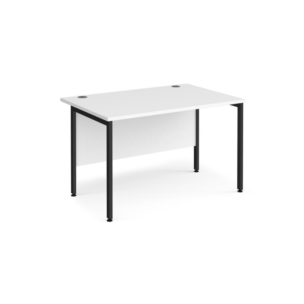 Maestro 25 straight desk 1200mm x 800mm - black H-frame leg, white top
