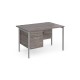 Maestro 25 straight desk 1200mm x 800mm with 2 drawer pedestal - silver H-frame leg, grey oak top