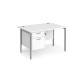 Maestro 25 straight desk 1200mm x 800mm with 2 drawer pedestal - silver H-frame leg, white top