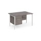 Maestro 25 straight desk 1200mm x 800mm with 2 drawer pedestal - white H-frame leg, grey oak top