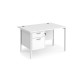 Maestro 25 straight desk 1200mm x 800mm with 2 drawer pedestal - white H-frame leg, white top
