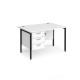 Maestro 25 straight desk 1200mm x 800mm with 3 drawer pedestal - black H-frame leg, white top