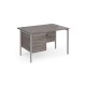 Maestro 25 straight desk 1200mm x 800mm with 3 drawer pedestal - silver H-frame leg, grey oak top