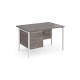 Maestro 25 straight desk 1200mm x 800mm with 3 drawer pedestal - white H-frame leg, grey oak top