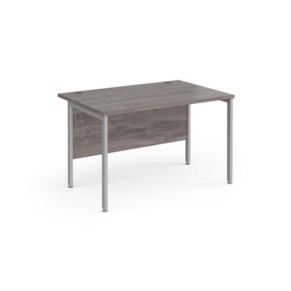 Maestro 25 straight desk 1200mm x 800mm - silver H-frame leg, grey oak top