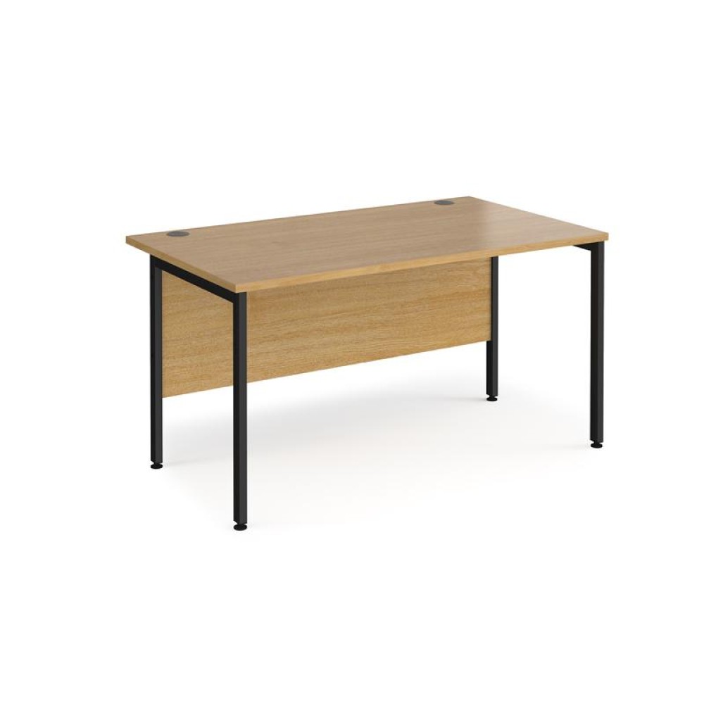 Maestro 25 straight desk 1400mm x 800mm - black H-frame leg, oak top