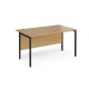 Maestro 25 straight desk 1400mm x 800mm - black H-frame leg, oak top