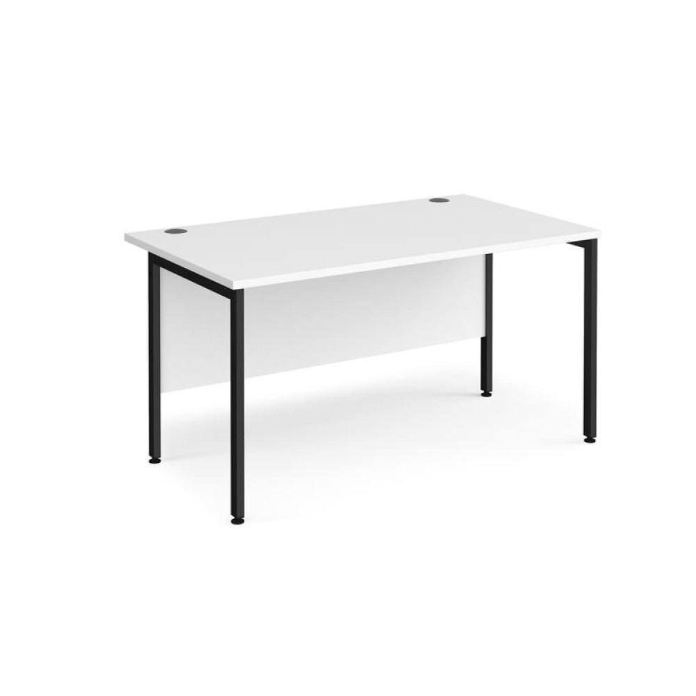 Maestro 25 straight desk 1400mm x 800mm - black H-frame leg, white top
