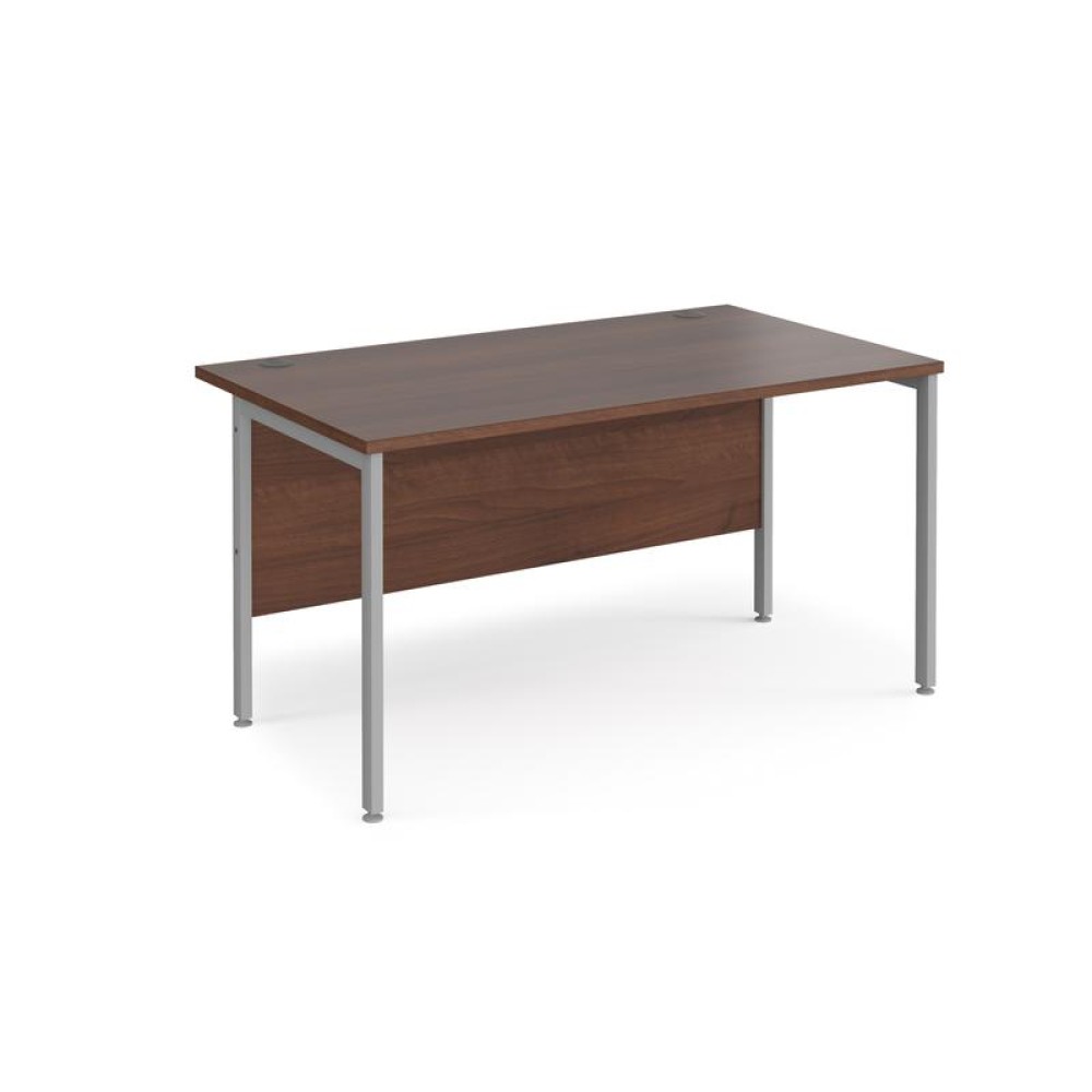 Maestro 25 straight desk 1400mm x 800mm - silver H-frame leg, walnut top