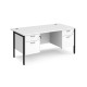 Maestro 25 straight desk 1600mm x 800mm with two x 2 drawer pedestals - black H-frame leg, white top