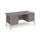 Maestro 25 straight desk 1600mm x 800mm with two x 2 drawer pedestals - silver H-frame leg, grey oak top