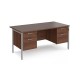 Maestro 25 straight desk 1600mm x 800mm with two x 2 drawer pedestals - silver H-frame leg, walnut top