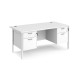Maestro 25 straight desk 1600mm x 800mm with two x 2 drawer pedestals - white H-frame leg, white top