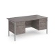Maestro 25 straight desk 1600mm x 800mm with 2 and 3 drawer pedestals - silver H-frame leg, grey oak top