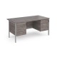Maestro 25 straight desk 1600mm x 800mm with two x 3 drawer pedestals - silver H-frame leg, grey oak top