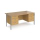 Maestro 25 straight desk 1600mm x 800mm with two x 3 drawer pedestals - silver H-frame leg, oak top
