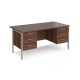 Maestro 25 straight desk 1600mm x 800mm with two x 3 drawer pedestals - silver H-frame leg, walnut top