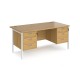 Maestro 25 straight desk 1600mm x 800mm with two x 3 drawer pedestals - white H-frame leg, oak top