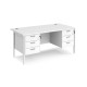 Maestro 25 straight desk 1600mm x 800mm with two x 3 drawer pedestals - white H-frame leg, white top