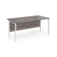 Maestro 25 straight desk 1600mm x 800mm - white H-frame leg, grey oak top