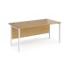 Maestro 25 straight desk 1600mm x 800mm - white H-frame leg, oak top
