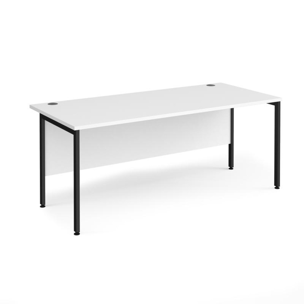 Maestro 25 straight desk 1800mm x 800mm - black H-frame leg, white top