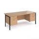 Maestro 25 straight desk 1800mm x 800mm with two x 2 drawer pedestals - black H-frame leg, beech top