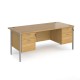 Maestro 25 straight desk 1800mm x 800mm with two x 2 drawer pedestals - silver H-frame leg, oak top
