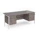 Maestro 25 straight desk 1800mm x 800mm with two x 2 drawer pedestals - white H-frame leg, grey oak top