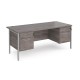 Maestro 25 straight desk 1800mm x 800mm with 2 and 3 drawer pedestals - silver H-frame leg, grey oak top
