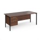 Maestro 25 straight desk 1800mm x 800mm with 2 drawer pedestal - black H-frame leg, walnut top