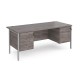 Maestro 25 straight desk 1800mm x 800mm with two x 3 drawer pedestals - silver H-frame leg, grey oak top
