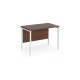 Maestro 25 straight desk 1000mm x 600mm - white H-frame leg, walnut top
