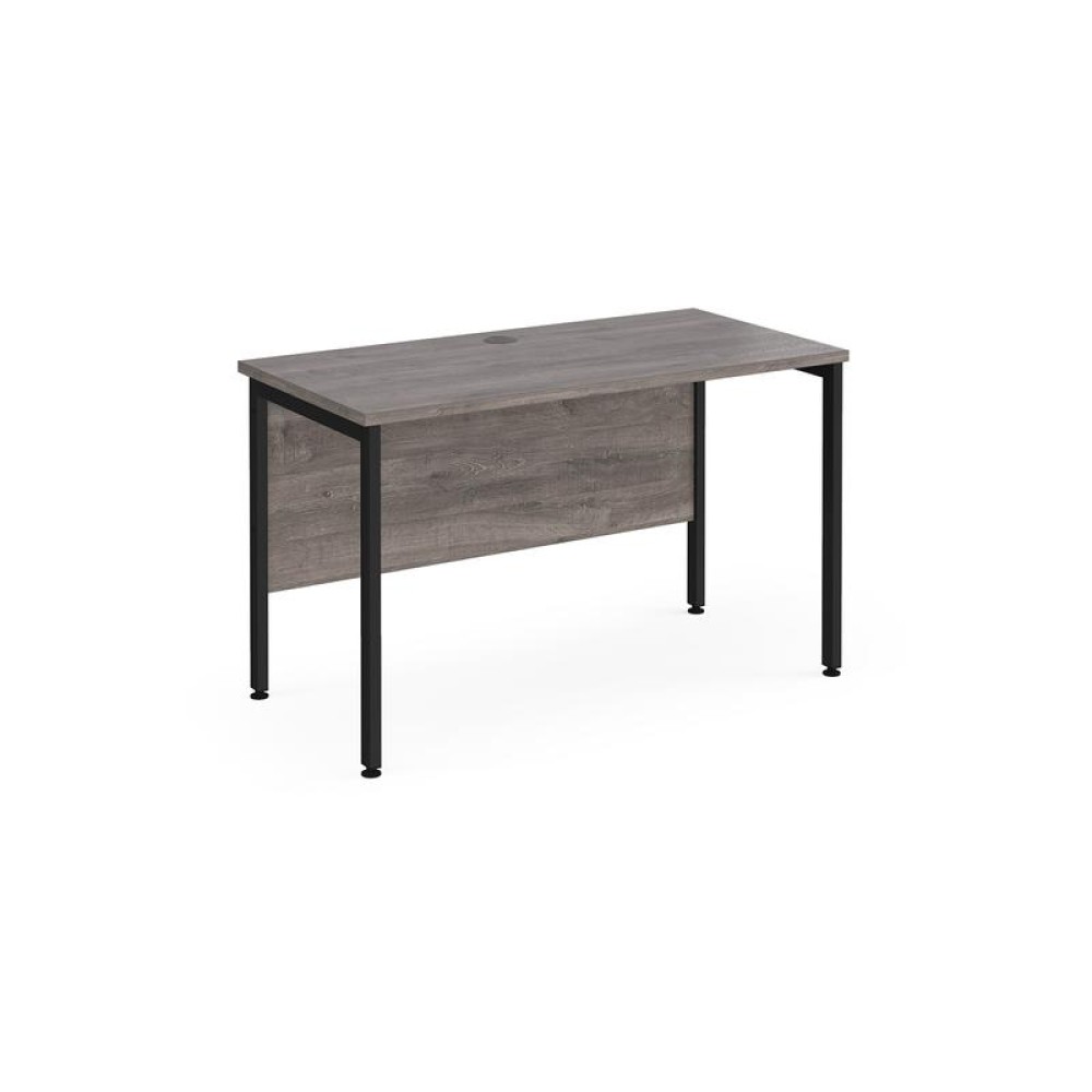 Maestro 25 straight desk 1200mm x 600mm - black H-frame leg, grey oak top