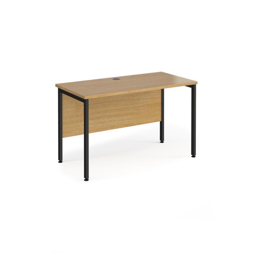 Maestro 25 straight desk 1200mm x 600mm - black H-frame leg, oak top