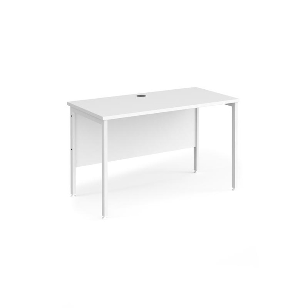 Maestro 25 straight desk 1200mm x 600mm - white H-frame leg, white top