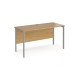 Maestro 25 straight desk 1400mm x 600mm - silver H-frame leg, oak top
