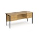 Maestro 25 straight desk 1600mm x 600mm with two x 2 drawer pedestals - black H-frame leg, oak top