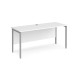 Maestro 25 straight desk 1600mm x 600mm - silver H-frame leg, white top